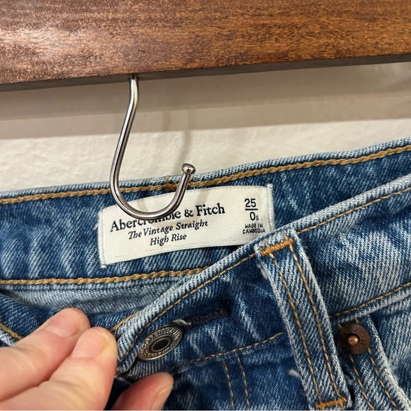Abercrombie & Fitch The Vintage Straight High Rise Blue Denim Jeans Women’s 0 - Picture 3 of 6